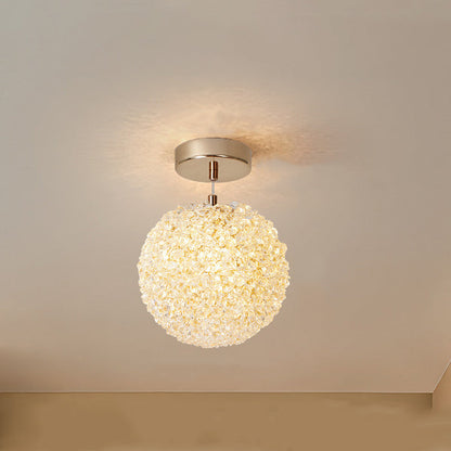 Modern Minimalist Ball Circular Crystal Iron 1-Light Pendant Light For Hallway