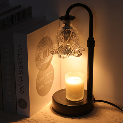 Modern Minimalist Flower Iron Glass Wood 1-Light Aromatherapy Melting Wax Table Lamp For Bedroom