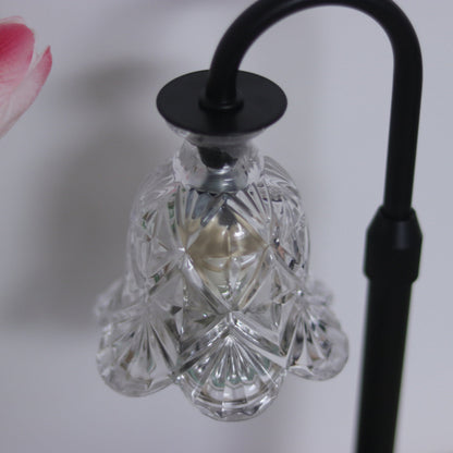 Modern Minimalist Flower Iron Glass Wood 1-Light Aromatherapy Melting Wax Table Lamp For Bedroom