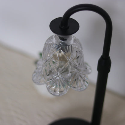 Modern Minimalist Flower Iron Glass Wood 1-Light Aromatherapy Melting Wax Table Lamp For Bedroom