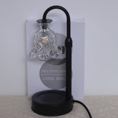 Modern Minimalist Flower Iron Glass Wood 1-Light Aromatherapy Melting Wax Table Lamp For Bedroom