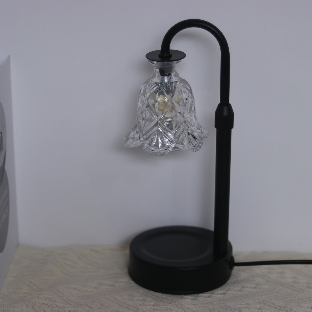 Modern Minimalist Flower Iron Glass Wood 1-Light Aromatherapy Melting Wax Table Lamp For Bedroom
