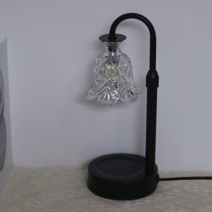 Modern Minimalist Flower Iron Glass Wood 1-Light Aromatherapy Melting Wax Table Lamp For Bedroom