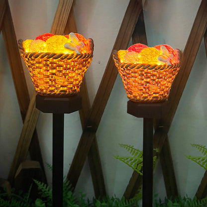 Modern Art Deco Solar Flower Basket Resin LED Outdoor Light Landscape Lighting For Garden