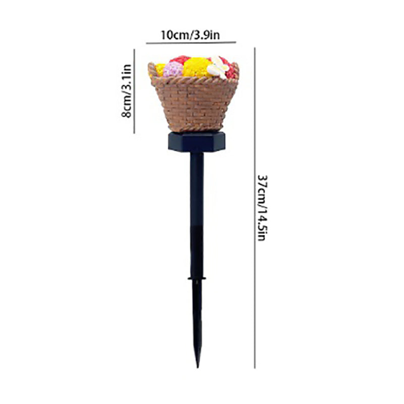 Modern Art Deco Solar Flower Basket Resin LED Outdoor Light Landscape Lighting For Garden