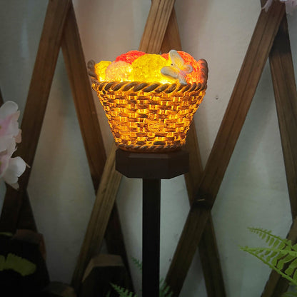 Modern Art Deco Solar Flower Basket Resin LED Outdoor Light Landscape Lighting For Garden