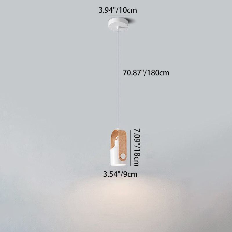 Modern Minimalist Cylindrical Iron 1-light Pendant Light For Bedroom