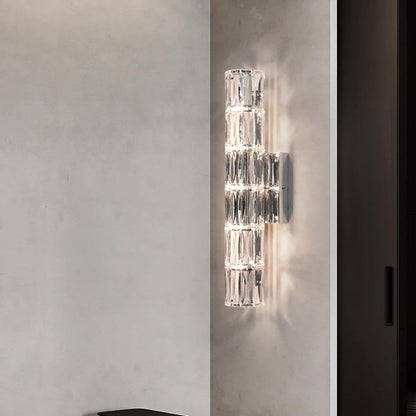 Modern Minimalist Rectangular Stainless Steel Crystal 3/4/6 Light Wall Sconce Lamp For Bedroom