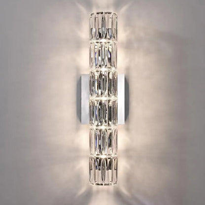 Modern Minimalist Rectangular Stainless Steel Crystal 3/4/6 Light Wall Sconce Lamp For Bedroom