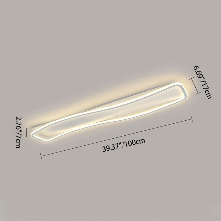 Modern Minimalist Rectangular Iron Acrylic LED Flush Mount Ceiling Light For Hallway