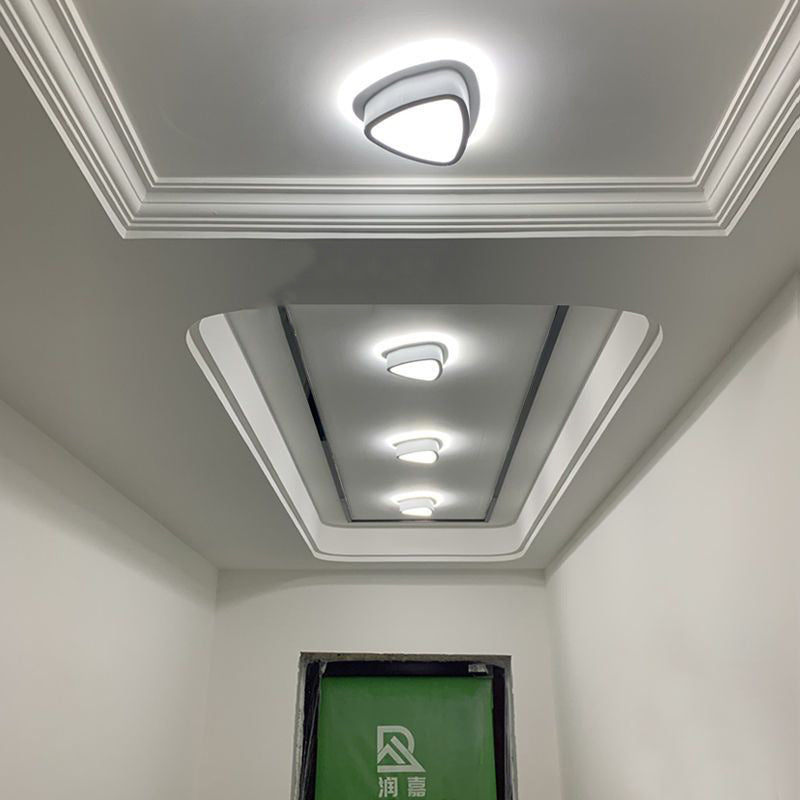 Modern Minimalist Triangular Square Aluminum Acrylic Iron LED Flush Mount Ceiling Light For Bedroom