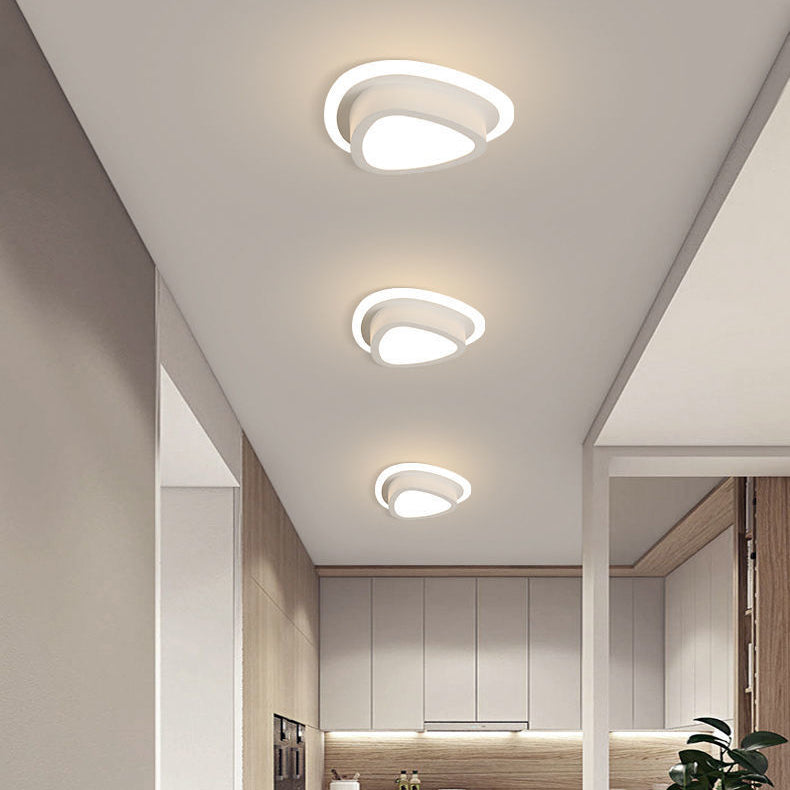 Modern Minimalist Triangular Square Aluminum Acrylic Iron LED Flush Mount Ceiling Light For Bedroom