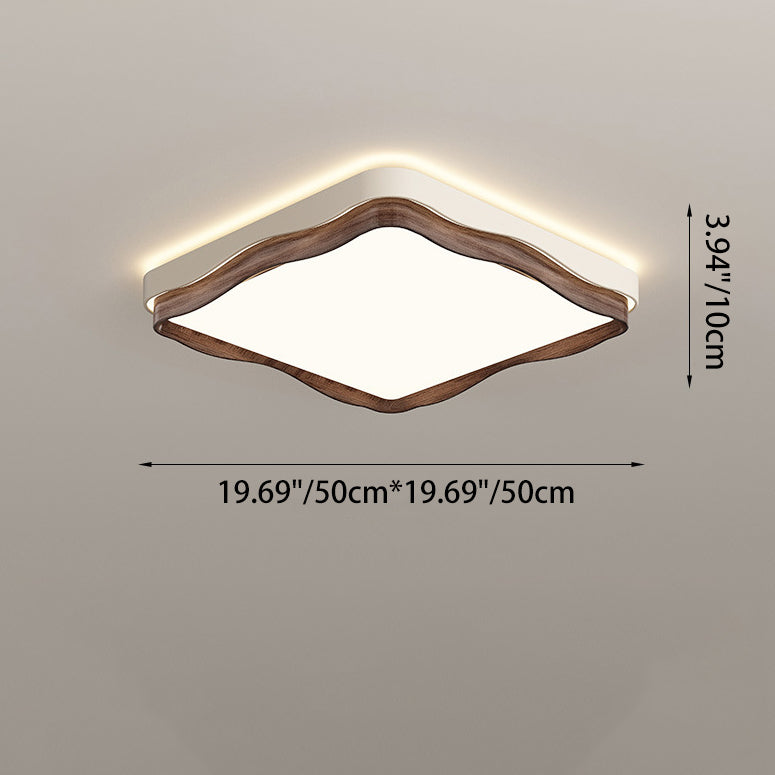 Traditional Vintage Rectangular Round Square Iron Acrylic LED Flush Mount Ceiling Light For Bedroom