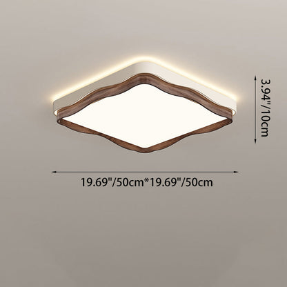 Traditional Vintage Rectangular Round Square Iron Acrylic LED Flush Mount Ceiling Light For Bedroom