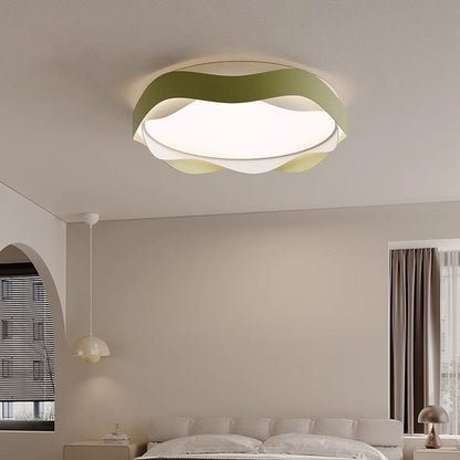 Modern Minimalist Round Lace Iron Acrylic LED Flush Mount Ceiling Light For Bedroom