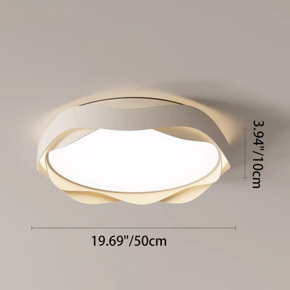 Modern Minimalist Round Lace Iron Acrylic LED Flush Mount Ceiling Light For Bedroom