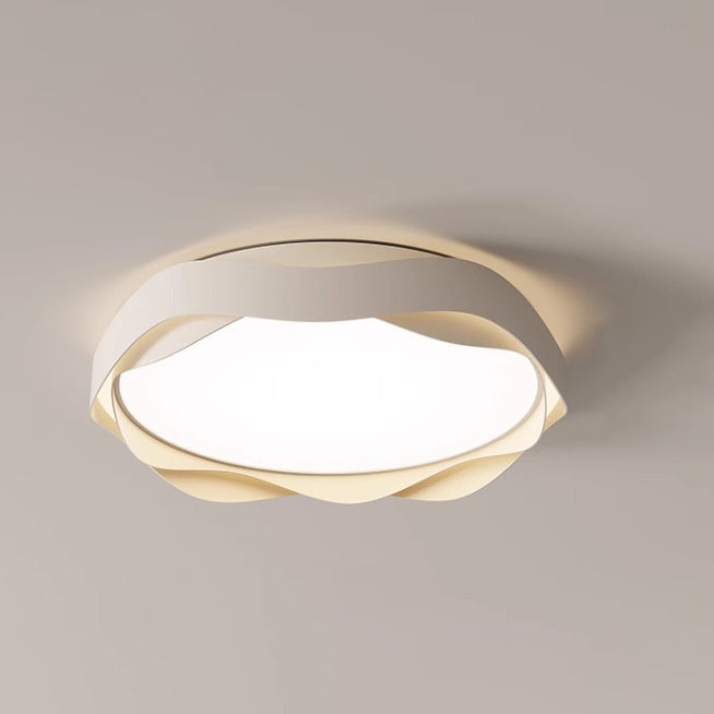 Modern Minimalist Round Lace Iron Acrylic LED Flush Mount Ceiling Light For Bedroom