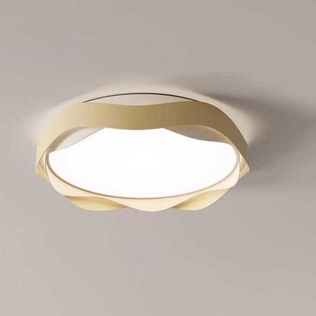 Modern Minimalist Round Lace Iron Acrylic LED Flush Mount Ceiling Light For Bedroom
