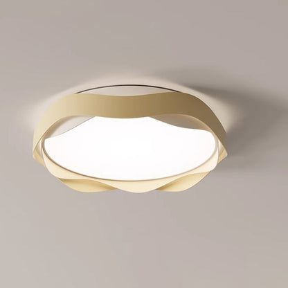 Modern Minimalist Round Lace Iron Acrylic LED Flush Mount Ceiling Light For Bedroom