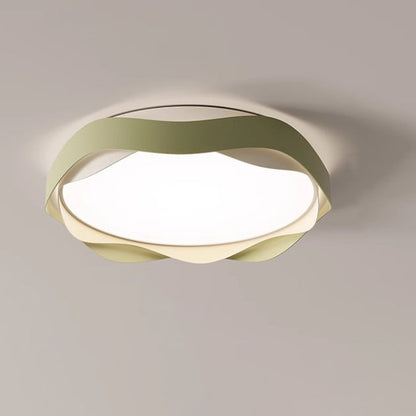 Modern Minimalist Round Lace Iron Acrylic LED Flush Mount Ceiling Light For Bedroom