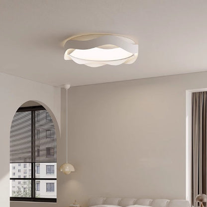 Modern Minimalist Round Lace Iron Acrylic LED Flush Mount Ceiling Light For Bedroom