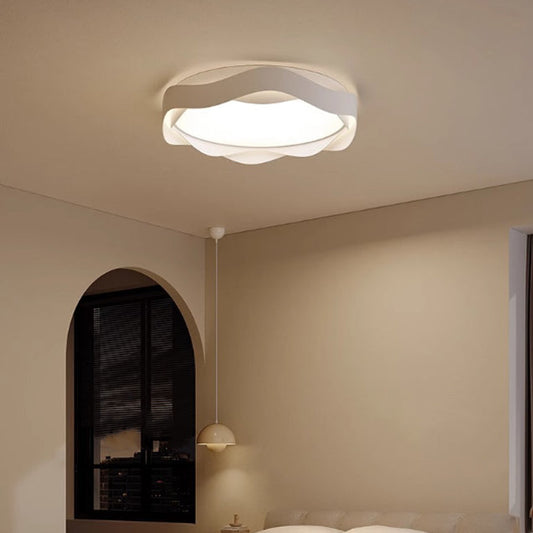 Modern Minimalist Round Lace Iron Acrylic LED Flush Mount Ceiling Light For Bedroom