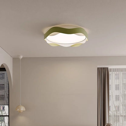 Modern Minimalist Round Lace Iron Acrylic LED Flush Mount Ceiling Light For Bedroom