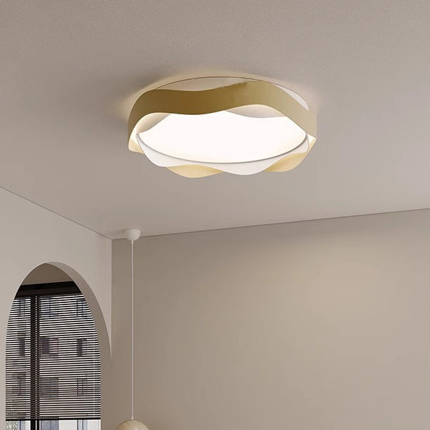 Modern Minimalist Round Lace Iron Acrylic LED Flush Mount Ceiling Light For Bedroom