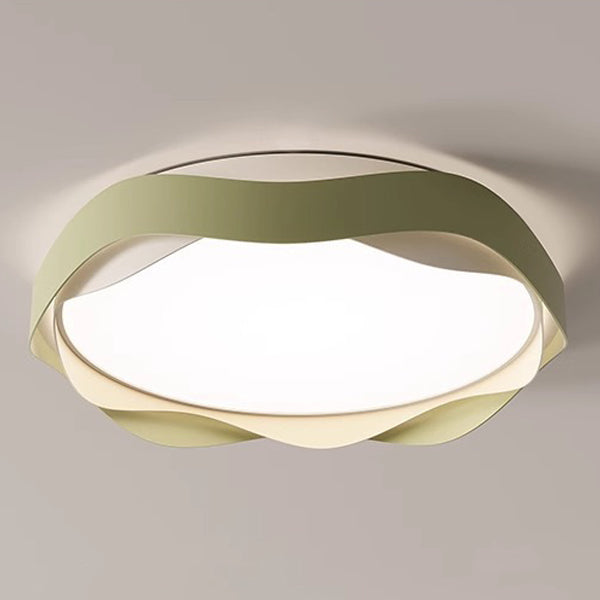 Modern Minimalist Round Lace Iron Acrylic LED Flush Mount Ceiling Light For Bedroom