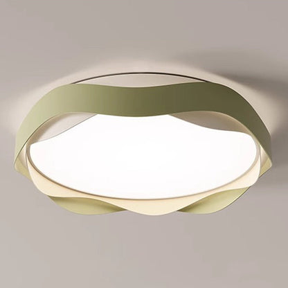 Modern Minimalist Round Lace Iron Acrylic LED Flush Mount Ceiling Light For Bedroom