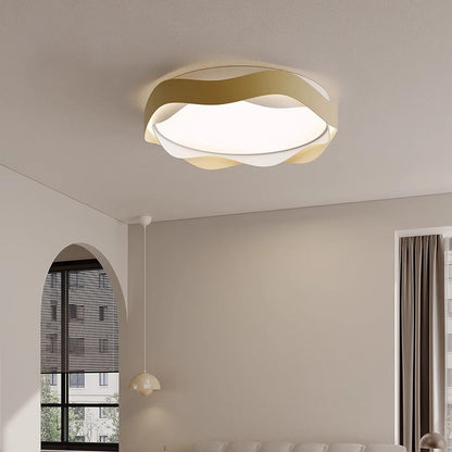 Modern Minimalist Round Lace Iron Acrylic LED Flush Mount Ceiling Light For Bedroom
