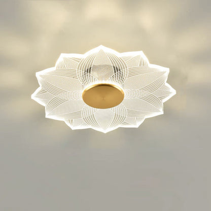 Modern Minimalist Round Lace Aluminum Acrylic LED Flush Mount Ceiling Light For Bedroom