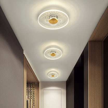 Modern Minimalist Round Lace Aluminum Acrylic LED Flush Mount Ceiling Light For Bedroom