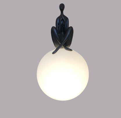 Modern Art Deco Person Embracing Sitting Ball Resin PE 1-Light Table Lamp For Bedroom