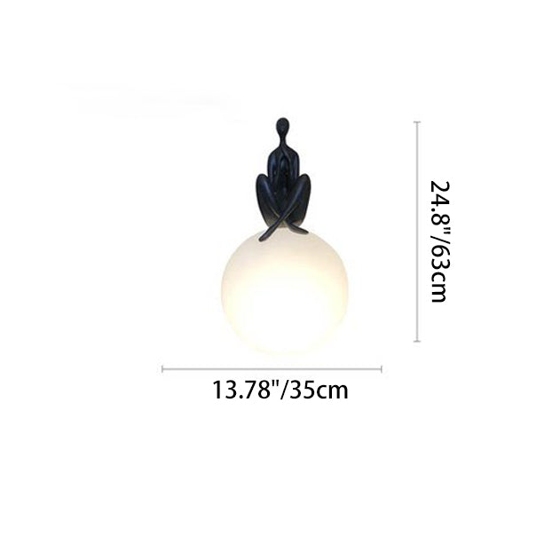 Modern Art Deco Person Embracing Sitting Ball Resin PE 1-Light Table Lamp For Bedroom