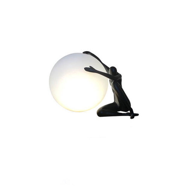Modern Art Deco Person Embracing Sitting Ball Resin PE 1-Light Table Lamp For Bedroom