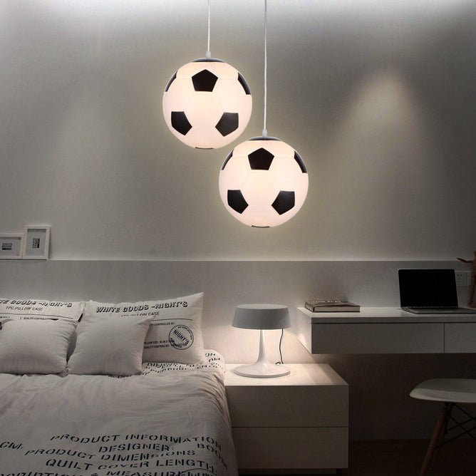 Modern Minimalist Football Basketball Iron Glass 1-Light Pendant Light For Bedroom
