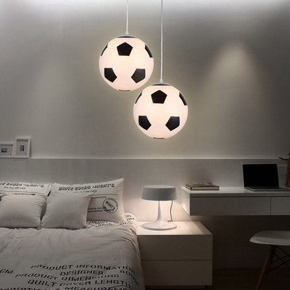 Modern Minimalist Football Basketball Iron Glass 1-Light Pendant Light For Bedroom