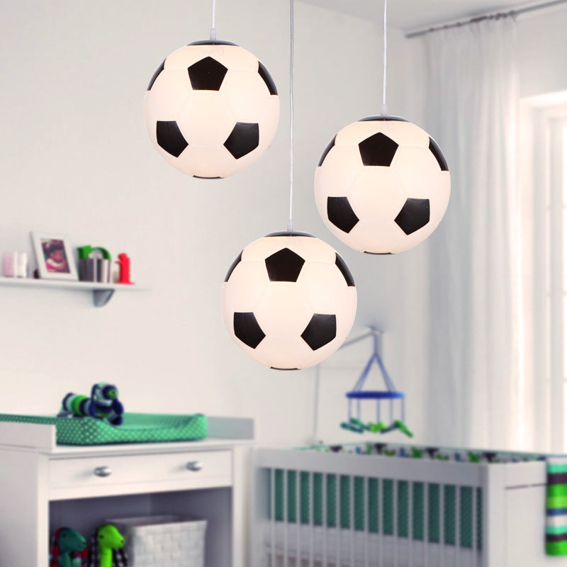 Modern Minimalist Football Basketball Iron Glass 1-Light Pendant Light For Bedroom
