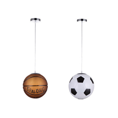 Modern Minimalist Football Basketball Iron Glass 1-Light Pendant Light For Bedroom