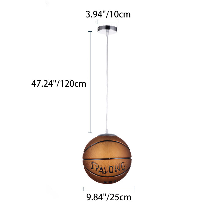 Modern Minimalist Football Basketball Iron Glass 1-Light Pendant Light For Bedroom