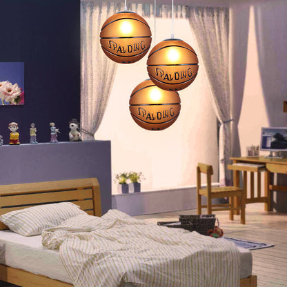 Modern Minimalist Football Basketball Iron Glass 1-Light Pendant Light For Bedroom