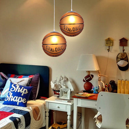 Modern Minimalist Football Basketball Iron Glass 1-Light Pendant Light For Bedroom