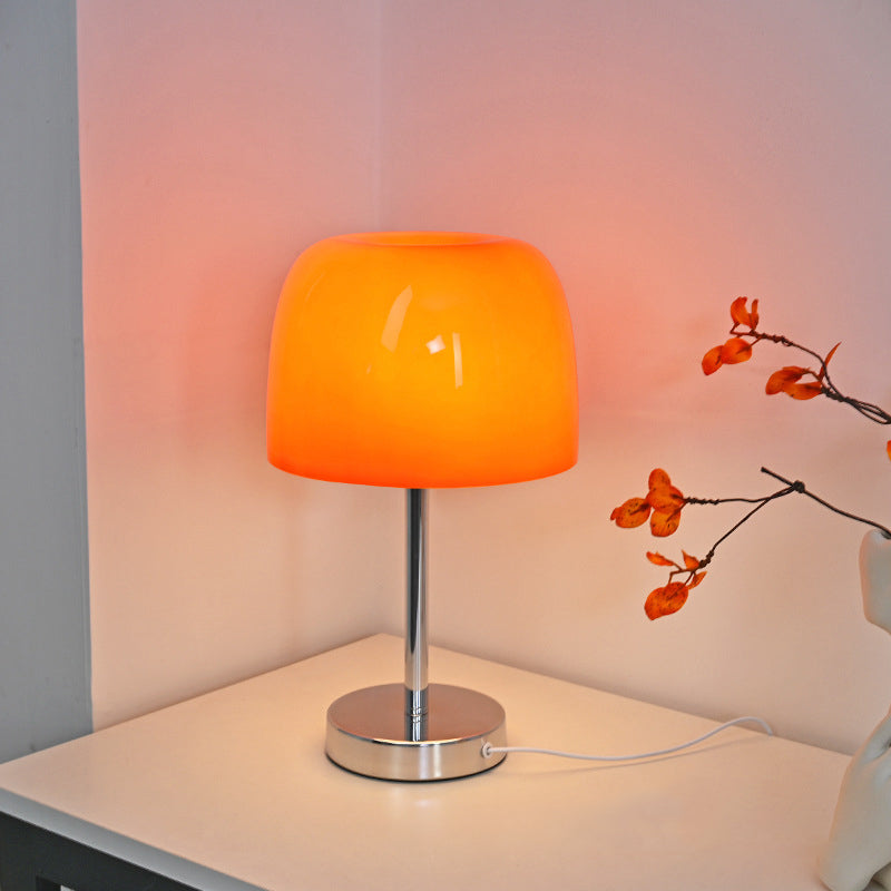 Modern Minimalist Mushroom Cylinder Glass Iron LED Table Lamp For Bedroom