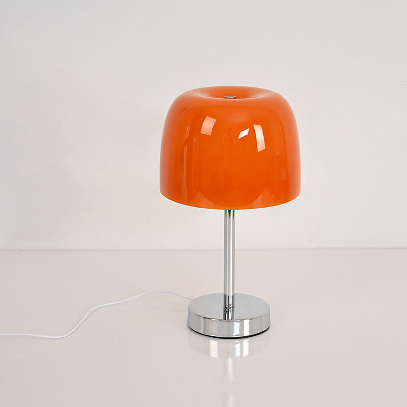 Modern Minimalist Mushroom Cylinder Glass Iron LED Table Lamp For Bedroom