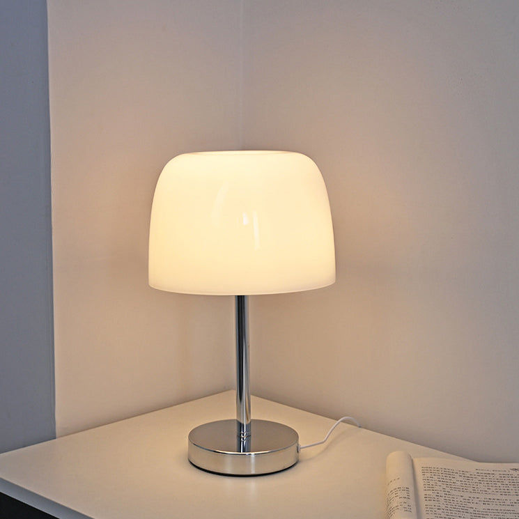 Modern Minimalist Mushroom Cylinder Glass Iron LED Table Lamp For Bedroom