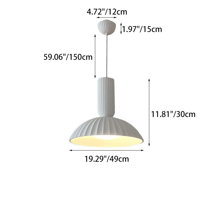 Modern Minimalist Shell Half Circle Resin Plaster LED Pendant Light For Dining Room