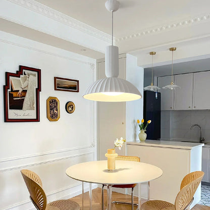 Modern Minimalist Shell Half Circle Resin Plaster LED Pendant Light For Dining Room