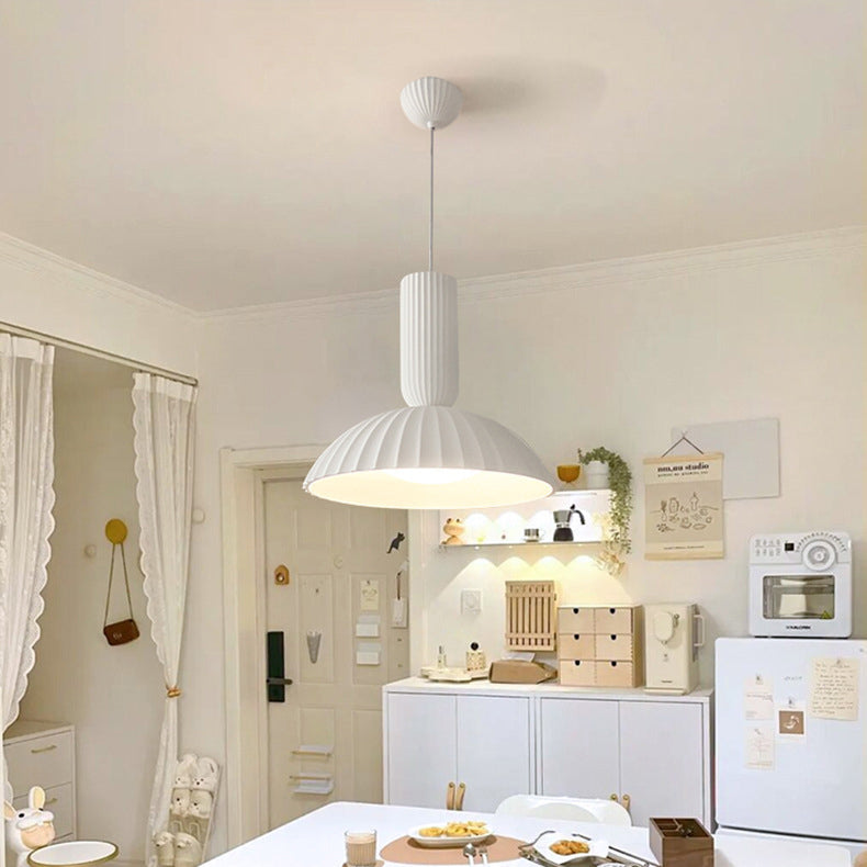 Modern Minimalist Shell Half Circle Resin Plaster LED Pendant Light For Dining Room
