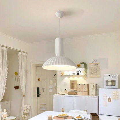 Modern Minimalist Shell Half Circle Resin Plaster LED Pendant Light For Dining Room